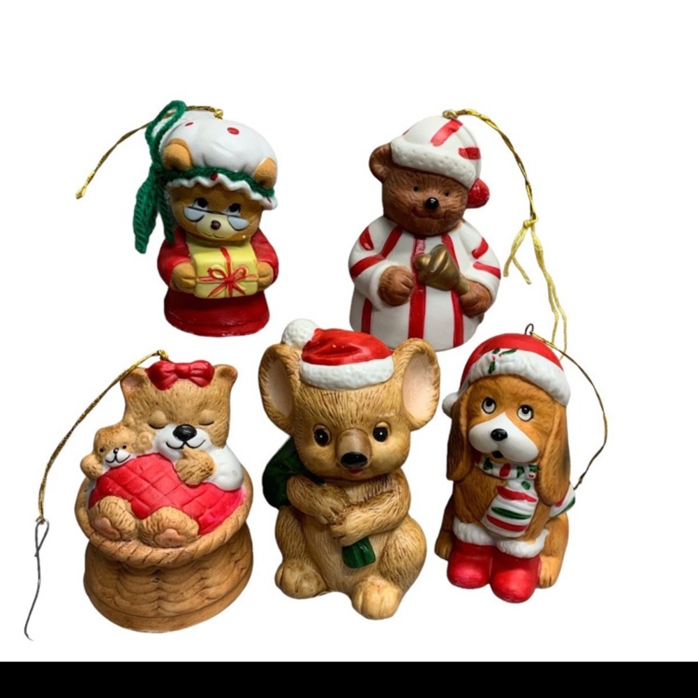 Bundle of 5 Vintage Lefton, House of Lloyd, Jasco & Giftco porcelain ornaments